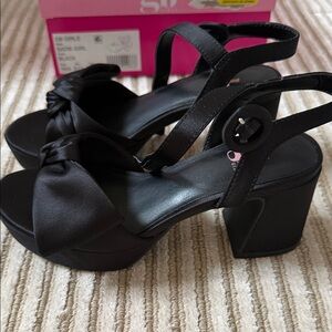 GB Girls Black Satin Heels